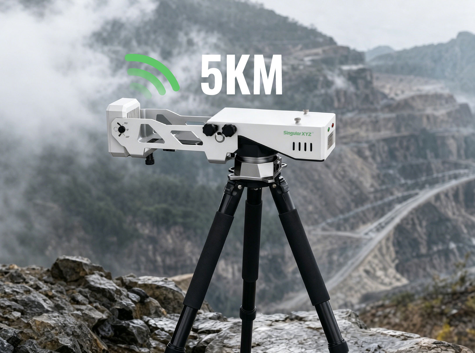 MR5000 Monitoring Radar in campo con scansione a 360°