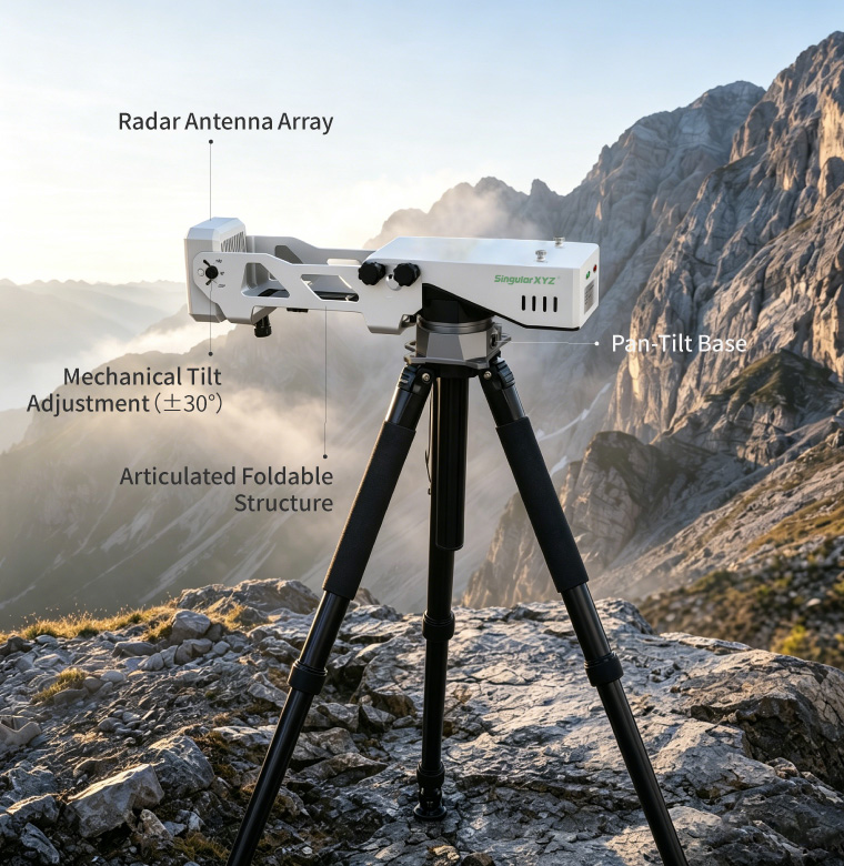 MR5000 Monitoring Radar in campo con scansione a 360°